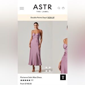 ASTR The Label Florianne Satin Maxi Dress, Purple, XS